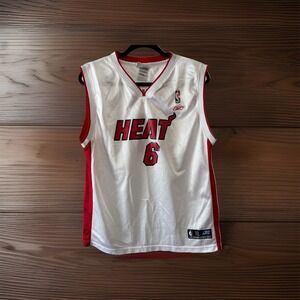 Vintage Reebok NBA Miami‎ Heat White Red Black Eddie Jones Size XXL 18/20 YOUTH